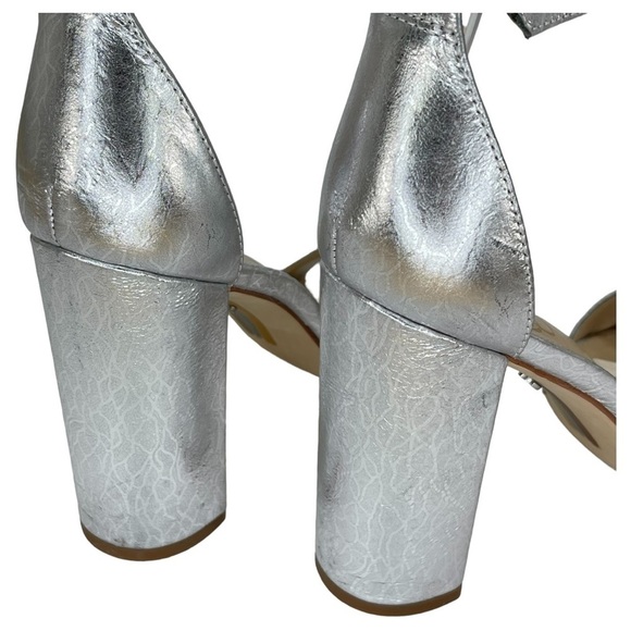 Sam Edelman Womens Yaro Block Heels Silver Metallic Size 8.5M - Picture 13 of 15